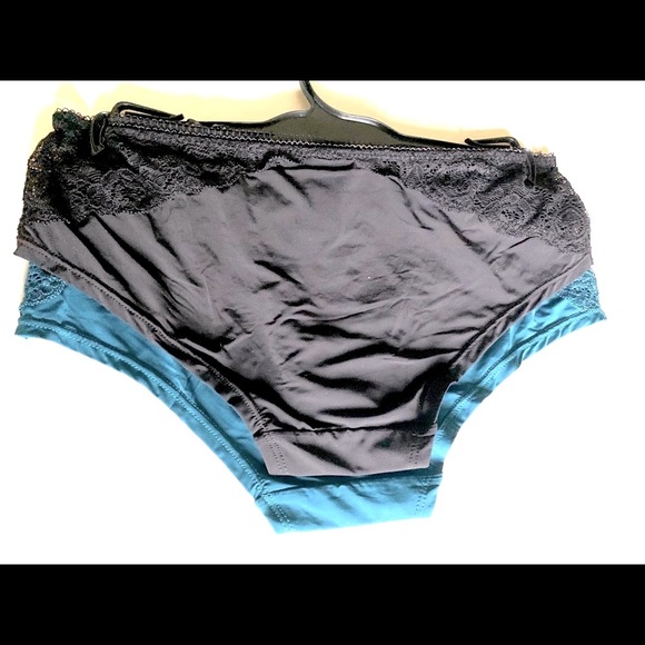 Bundle of 2 beautiful laced panties black & petroleum blue colors US Small NWT - Picture 2 of 8